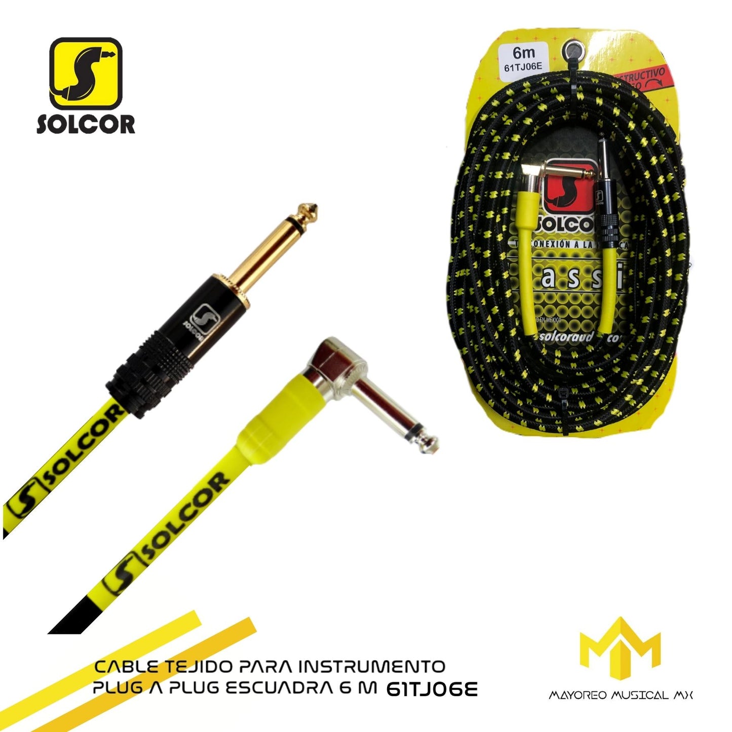 Cable Tejido Para Instrumento plug a plug Cable Escuadra 6 Metros