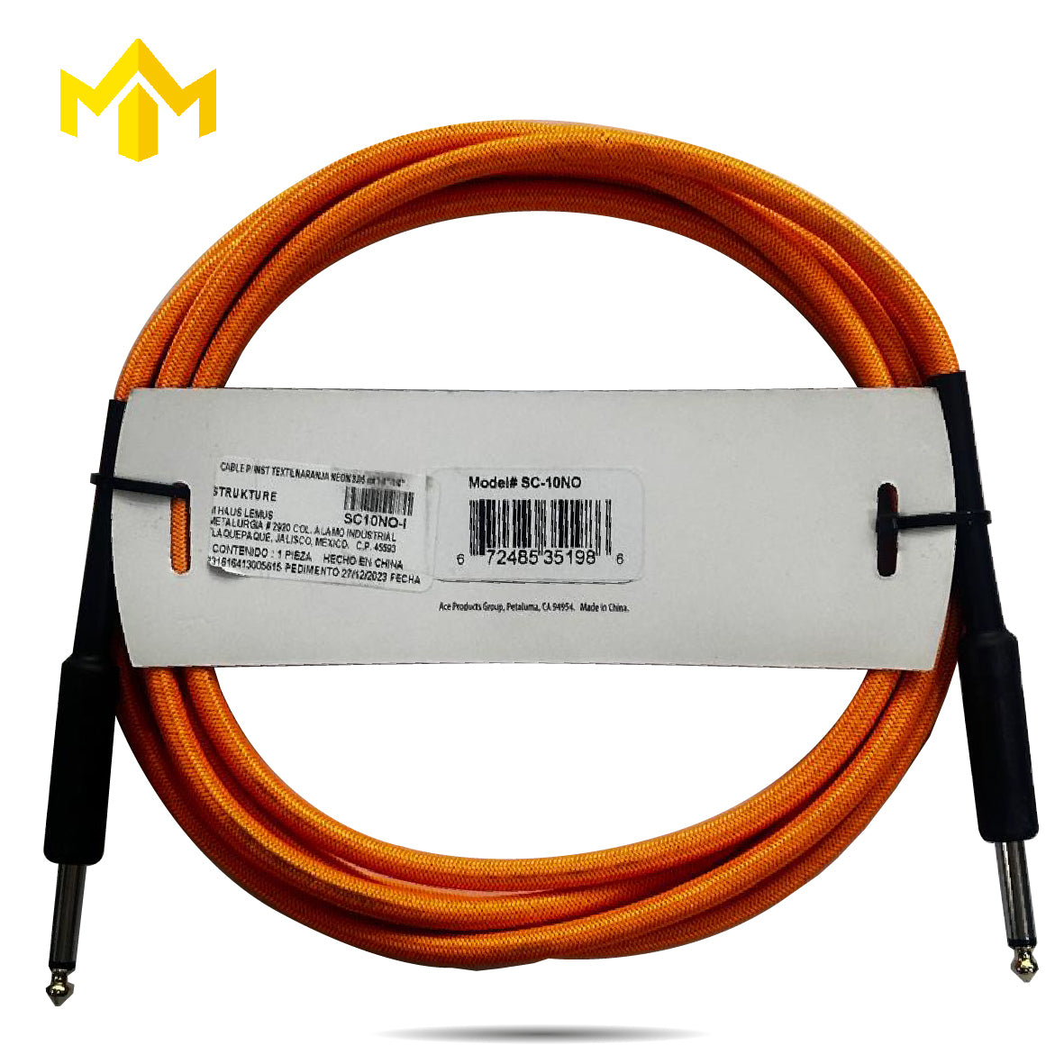 CABLE PLUG A PLUG 3M NARANJA NEON STRUKTURE SC10NO