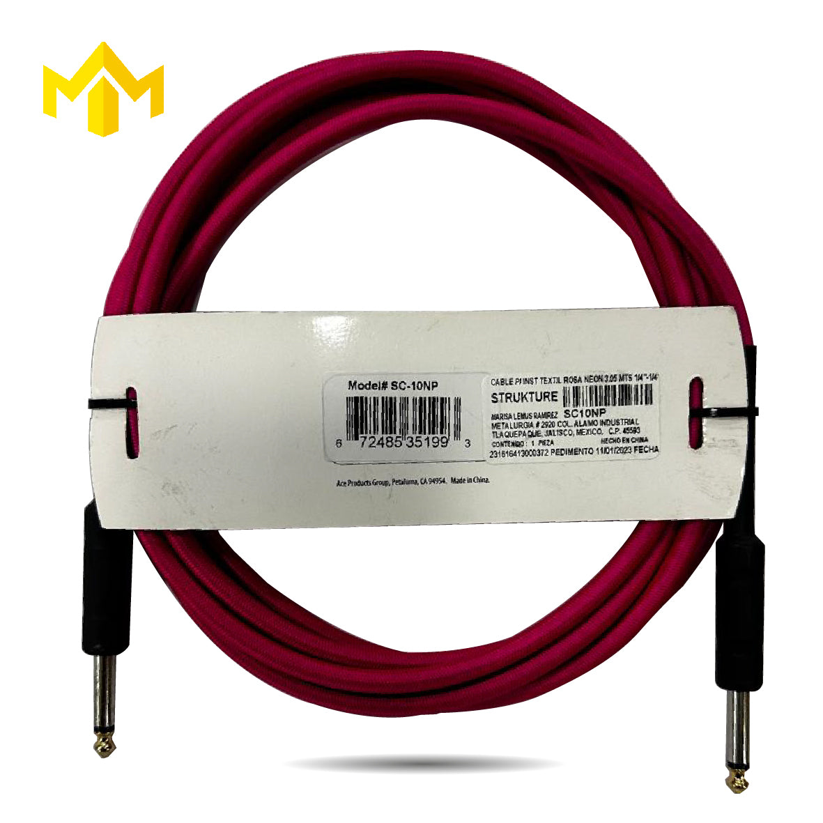 CABLE PLUG A PLUG 3M ROSA NEON STRUKTURE SC10NP