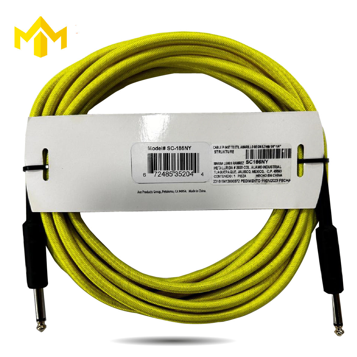 CABLE PLUG A PLUG 5M AMARILLO NEON STRUKTURE SC186NY