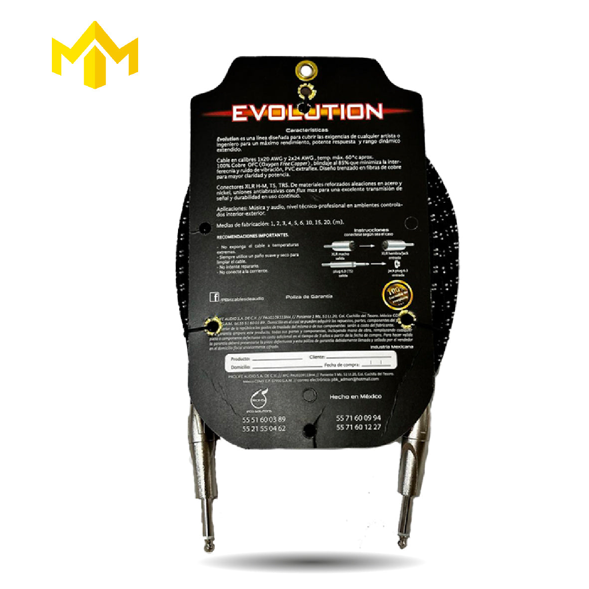 CABLE PLUG A PLUG TEJIDO EVOLUTION 6M EVPP-6D