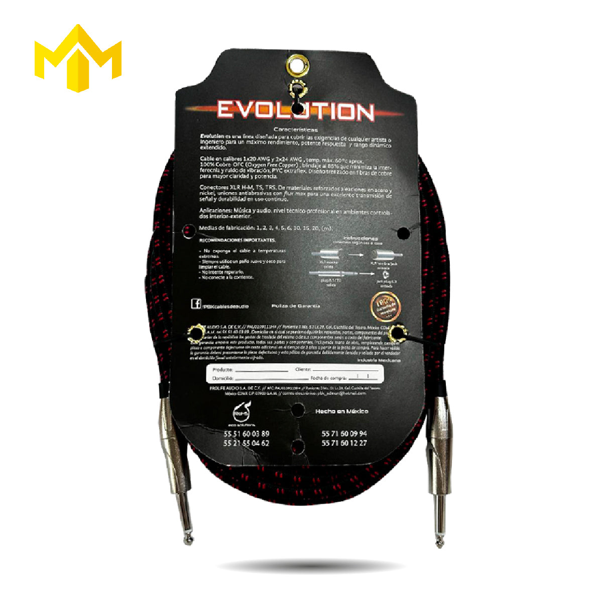 CABLE PLUG A PLUG TEJIDO EVOLUTION 10M EVPP-10D