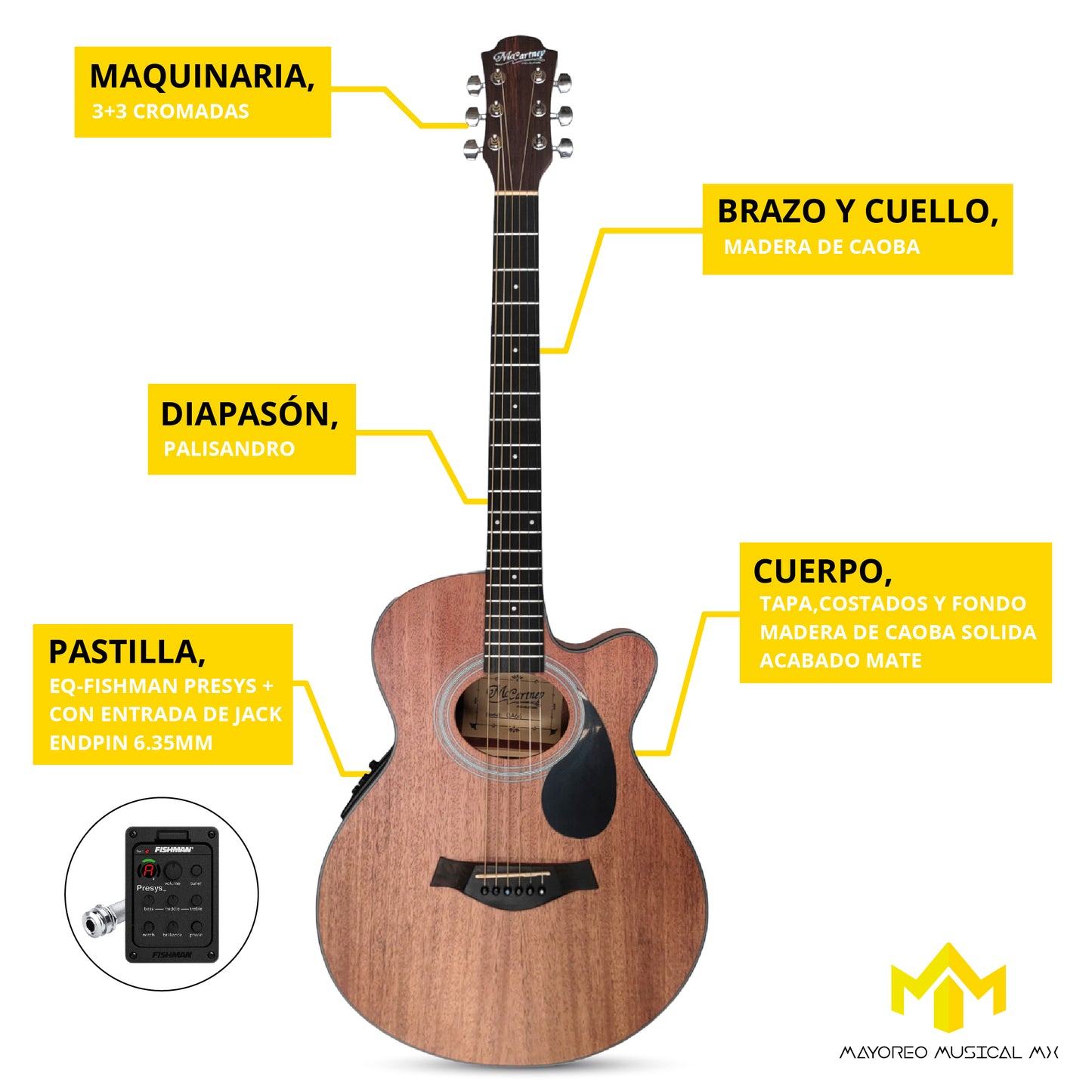 Guitarra Electroacústica McCartney Caoba QA-66