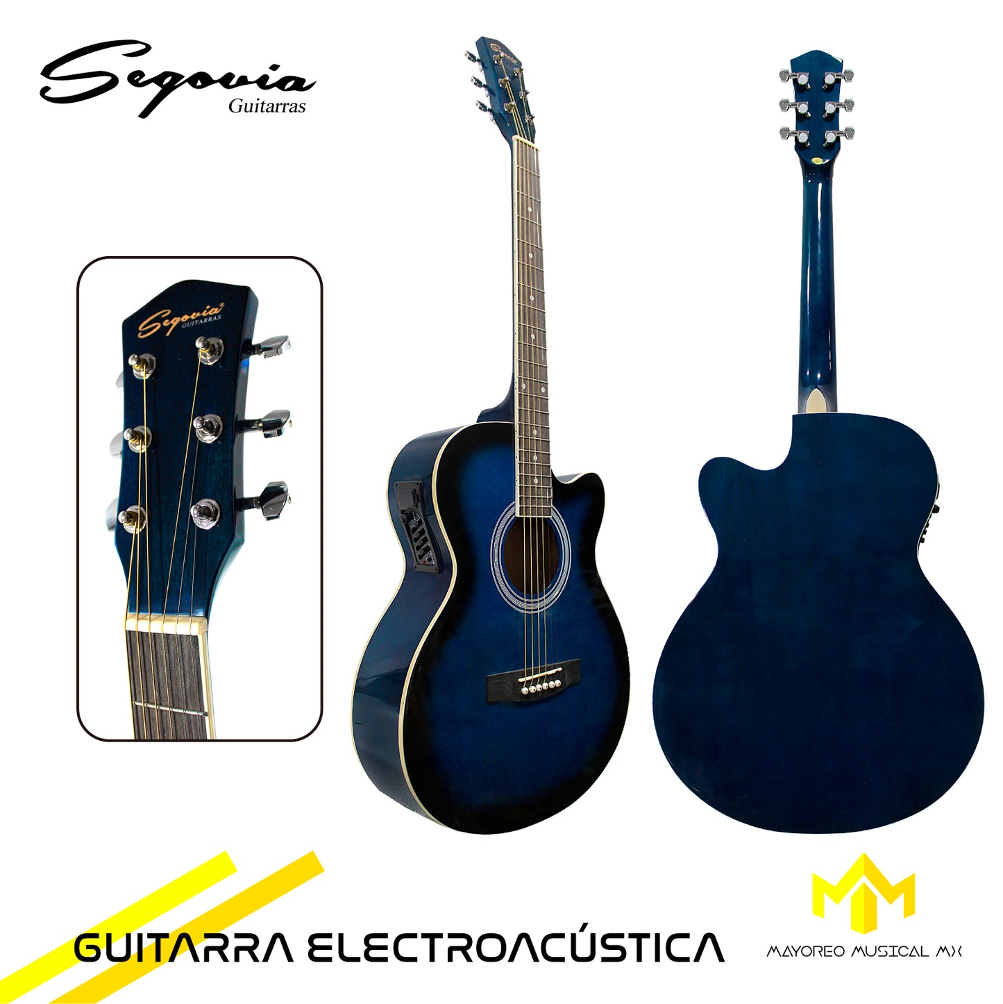 Guitarra Electroacustica SGF238CEBL Segovia Curva Azul