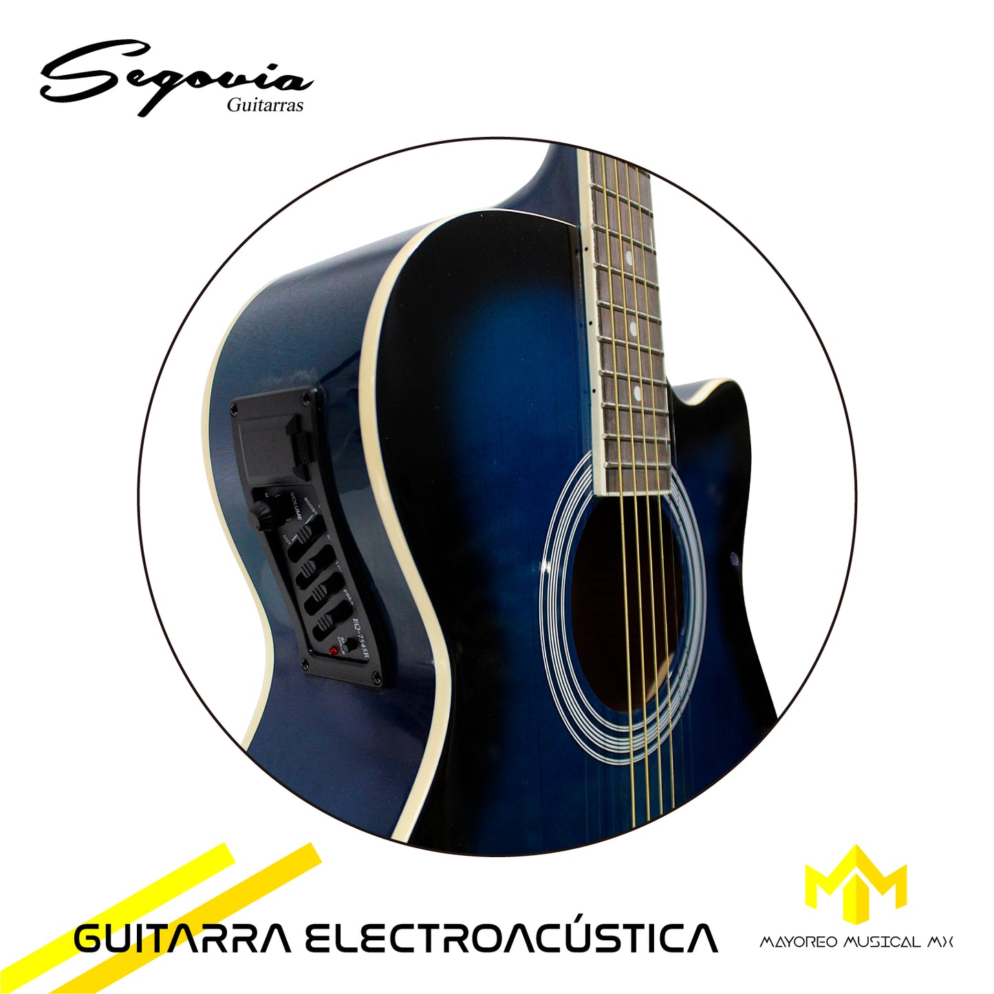 Guitarra Electroacustica SGF238CEBL Segovia Curva Azul