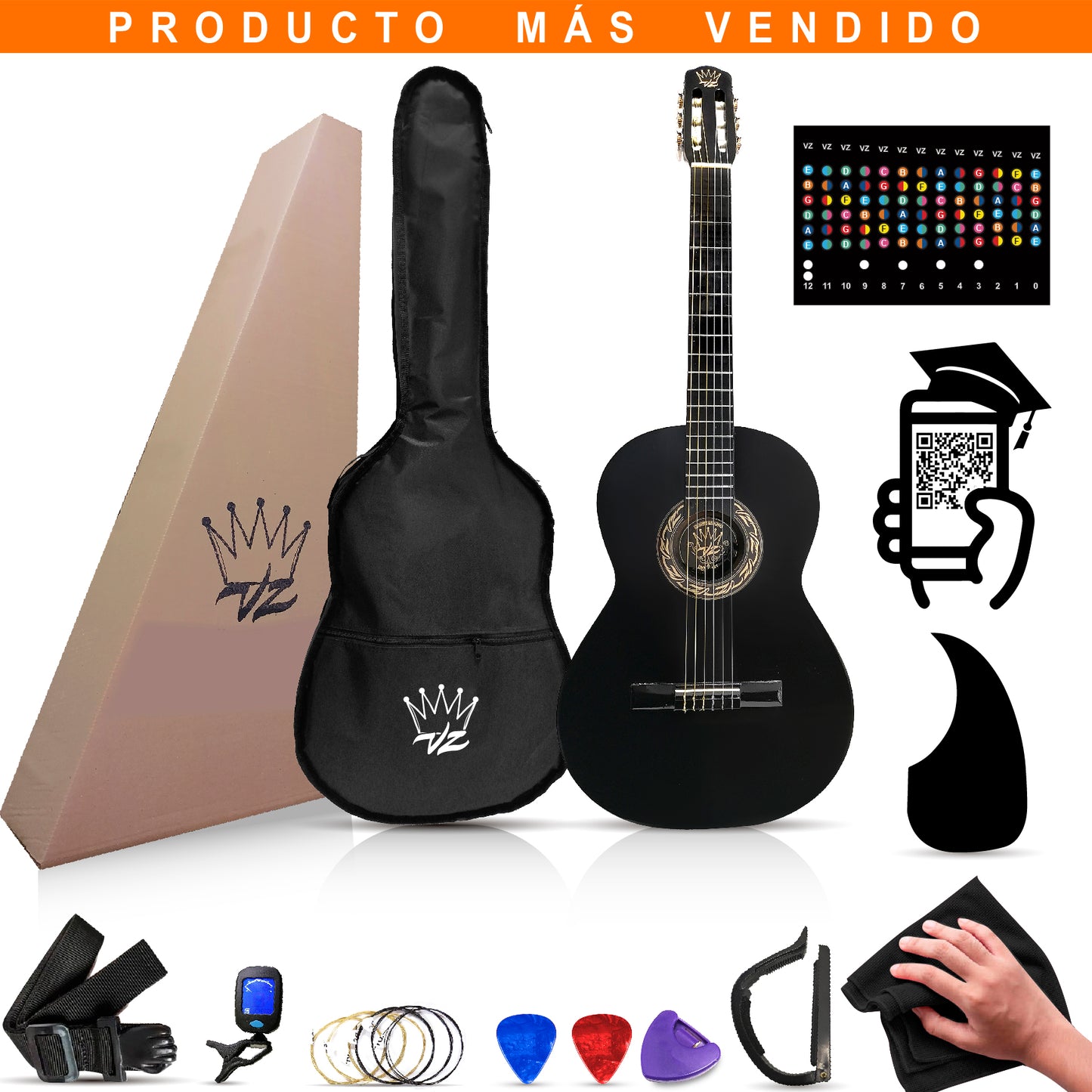 Paquete Guitarra Acustica Valdez Hecho en Paracho Michoacan