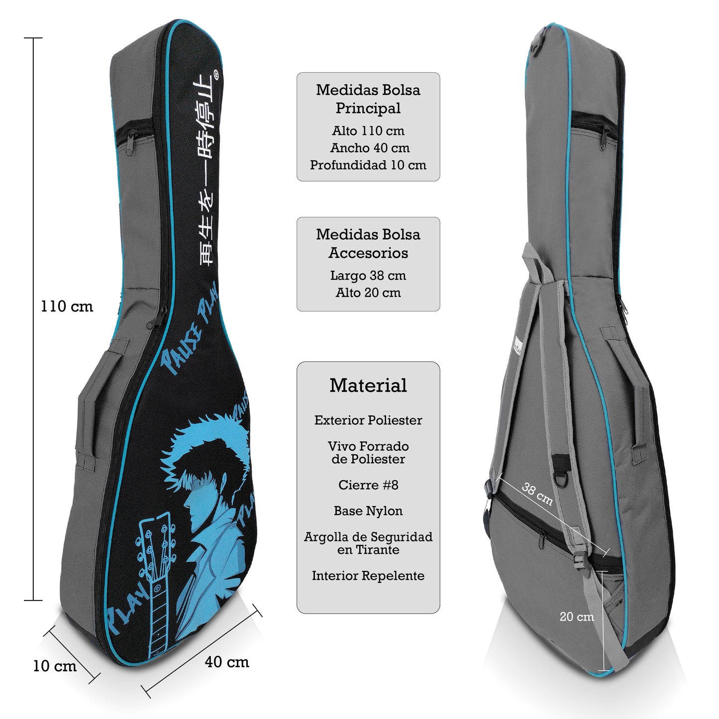 Funda P/ Guitarra Acustica Anime Blue