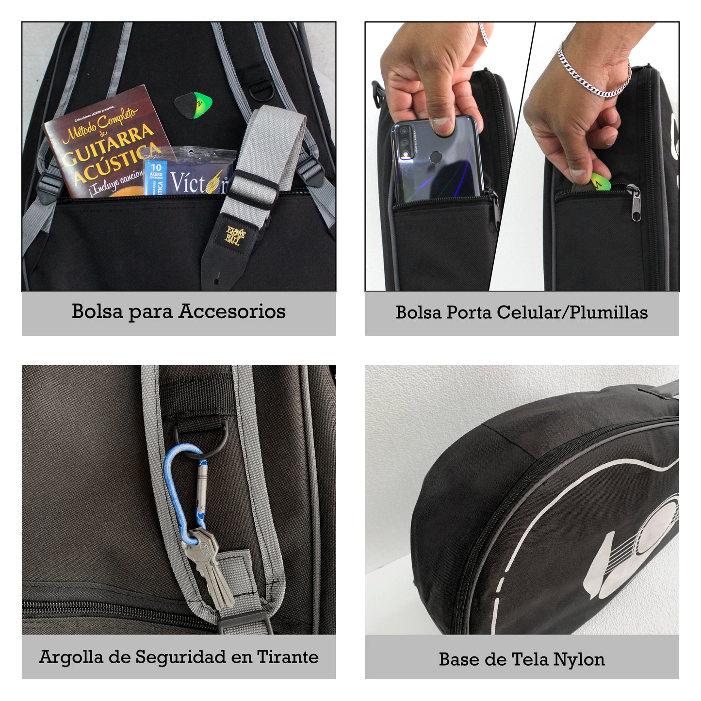 Funda P/ Guitarra Acustica Black and White