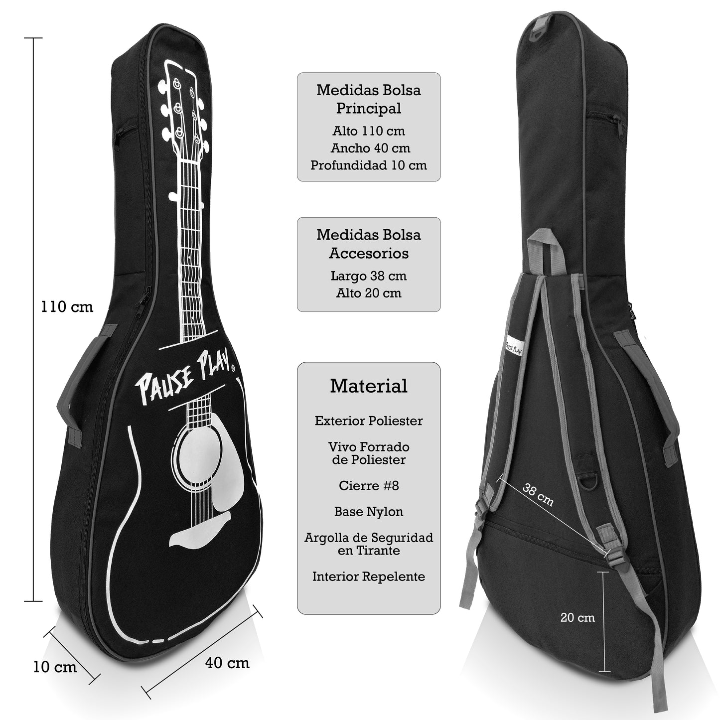 Funda P/ Guitarra Acustica Black and White