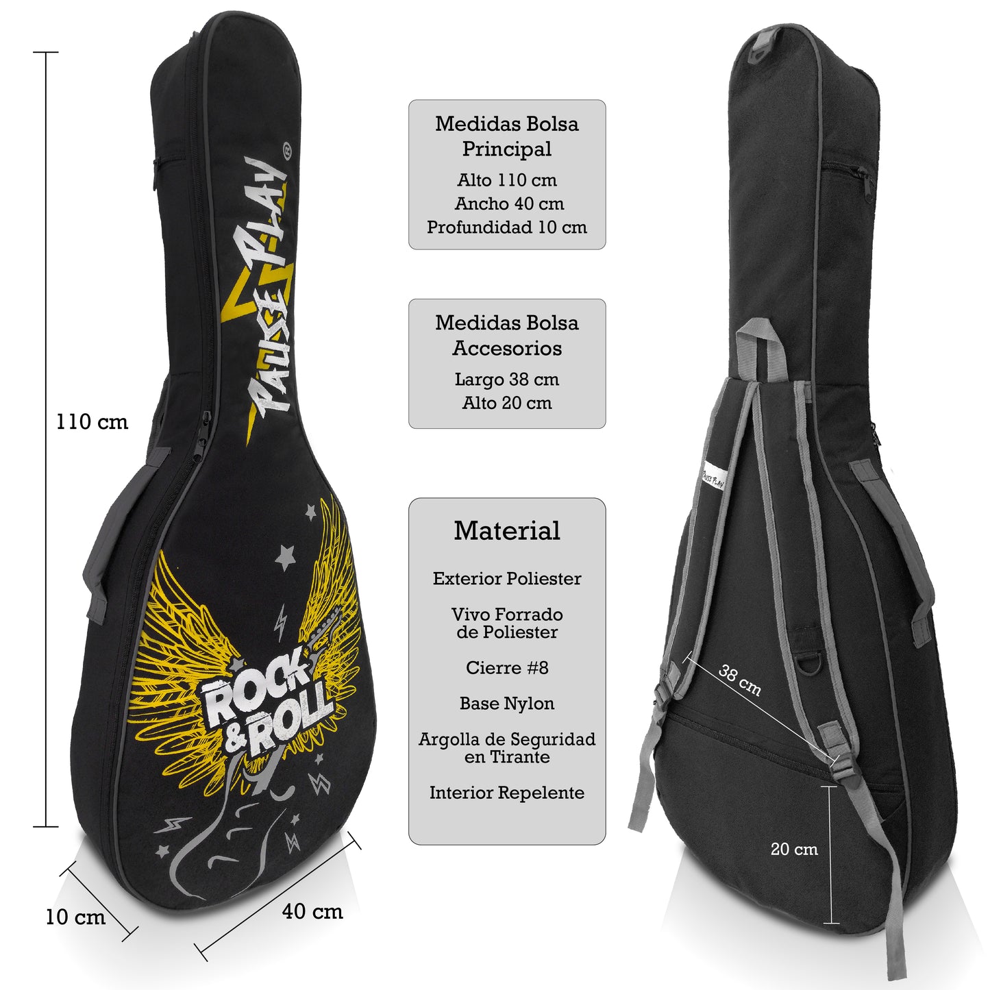 Funda P/ Guitarra Acustica Rock And Roll
