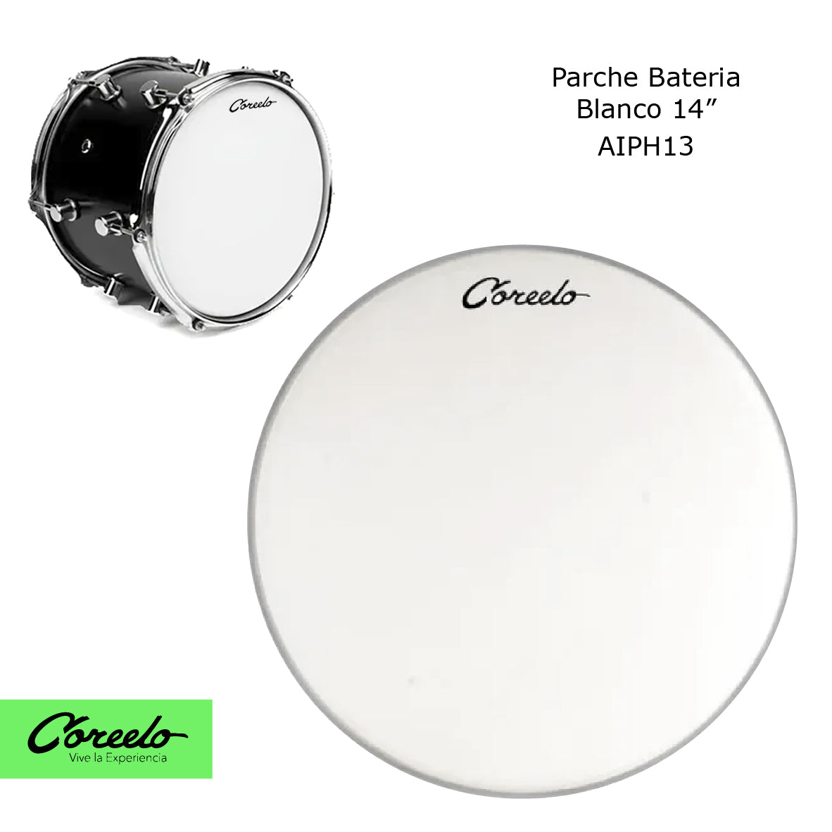 PARCHE PARA BATERIA BLANCO 14" COREELO BLI14