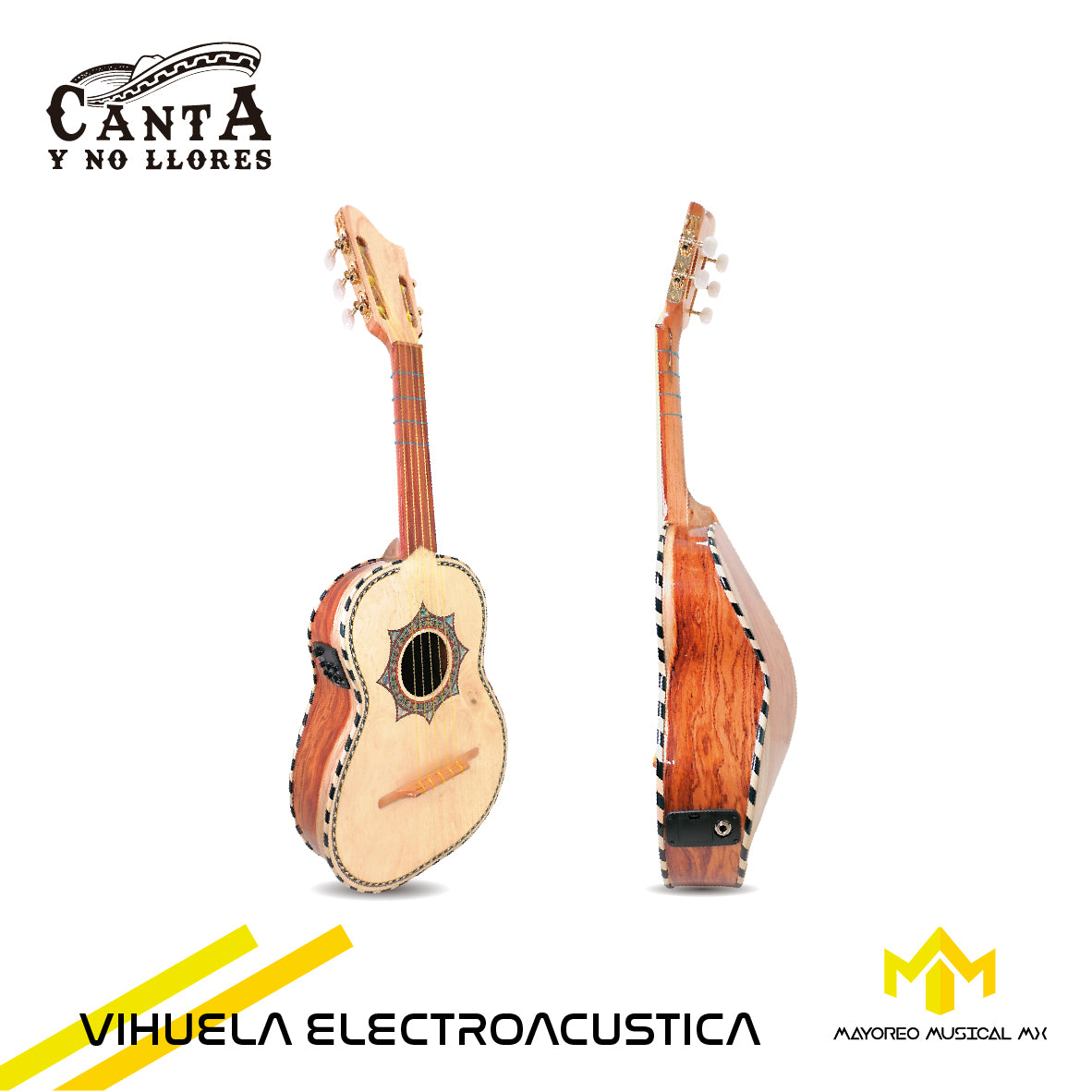 Vihuela Electroacustica Madera Palo Escrito "Canta y No Llores"