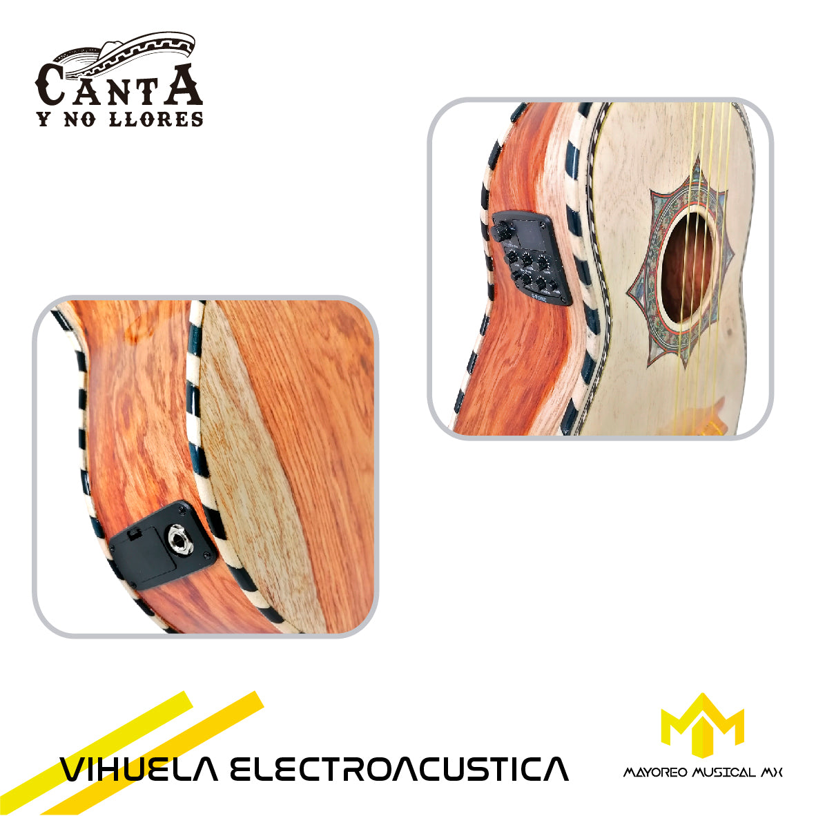 Vihuela Electroacustica Madera Palo Escrito "Canta y No Llores"