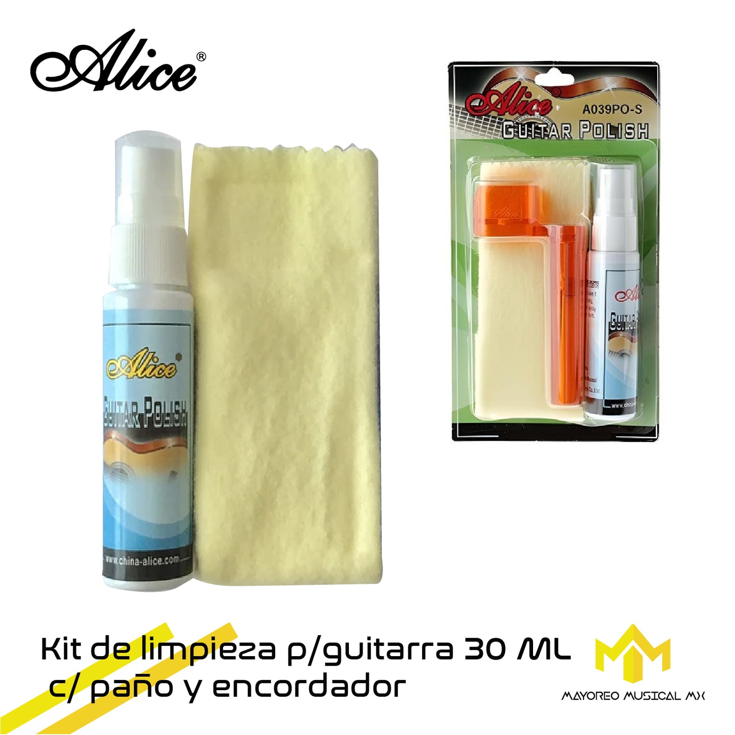 Kit De Limpieza P/ Guitarra 30 ml c/Paño y Encordador