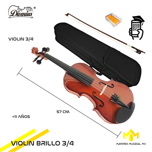 Violín Divarius Laminado Estudiante Divarius 3/4 -1/2 -1/4